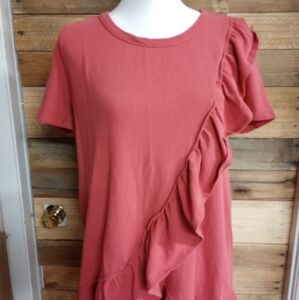 Easel Basic Ruffle Cotton Top Shirt Blouse Size Small Boho Bohemian Festival
